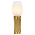 **Moderne Tafellamp met Gouden Basis en Witte Glasdesign**